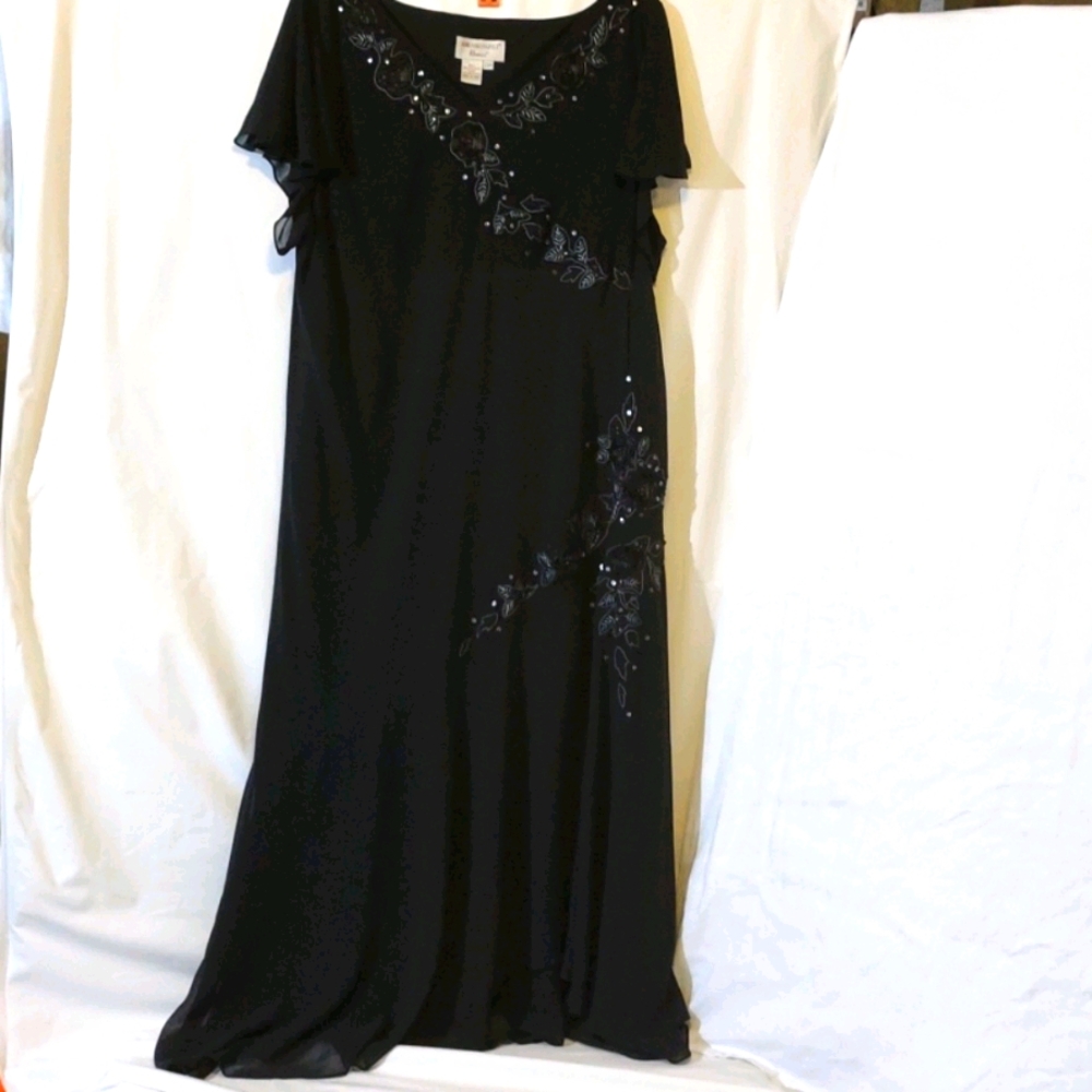 Beautiful Beaded/Embroidered Black Adrianna Papell Woman Size 22W Evening Dress